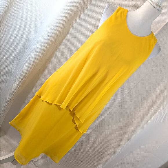 NWOT! LAUREN BY RALPH LAUREN! SUNNY YELLOW CHIFFON ASYMMETRICAL DRESS! SZ 10 - Picture 1 of 11